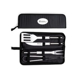 Kit Churrasco Inox 04 Pçs Em Estojo Nylon